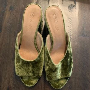 Madewell velvet chunky heel sandals